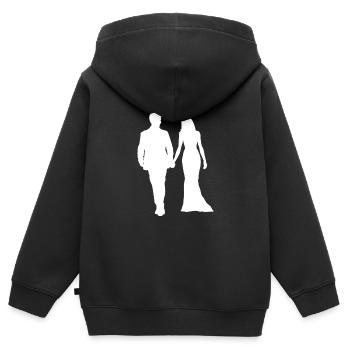 Hochzeit - Kinder Premium Organic Zip Hoodie - Schwarz - Hinten - AI Model Kid Male (0cm)