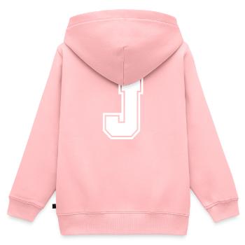 J letter - Kids Premium Organic Zip-up Hoodie - rose - Back - AI Model Kid Female (0cm)
