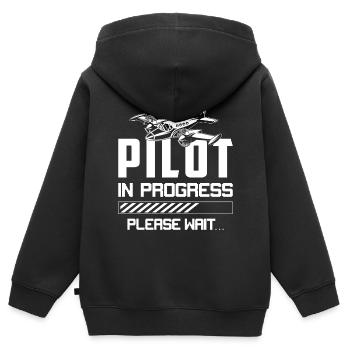 Pilot in Ausbioldung Lustiger Spruch Geschenk - Kinder Premium Organic Zip Hoodie - Schwarz - Hinten - AI Model Kid Male (0cm)