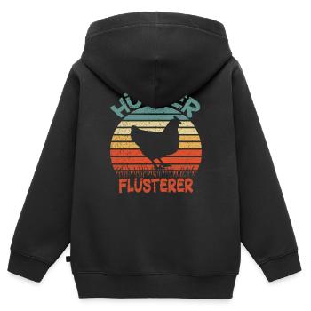 Hühner Flüsterer Huhn Hühnerstall bauernhof - Kinder Premium Organic Zip Hoodie - Schwarz - Hinten - AI Model Kid Male (0cm)