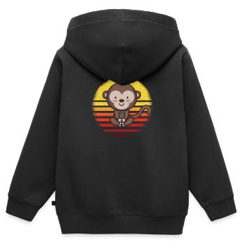 Singe singe mignon - Sweat Premium à capuche zippé enfant bio - noir - Dos - AI Model Kid Male (0cm)