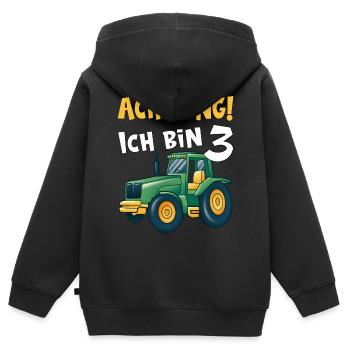 Achtung ich bin 3 Traktor Kindergeburtstag 3 - Kinder Premium Organic Zip Hoodie - Schwarz - Hinten - AI Model Kid Male (0cm)