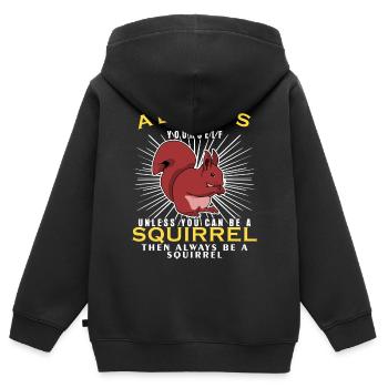 Écureuil Écureuil - Soyez vous-même - Sweat Premium à capuche zippé enfant bio - noir - Dos - AI Model Kid Male (0cm)