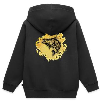 Saumons - Sweat Premium à capuche zippé enfant bio - noir - Dos - AI Model Kid Male (0cm)