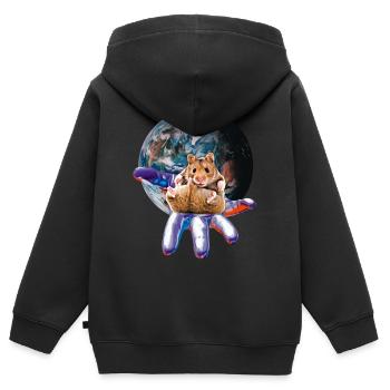 Hamster - Kinder Premium Organic Zip Hoodie - Schwarz - Hinten - AI Model Kid Male (0cm)