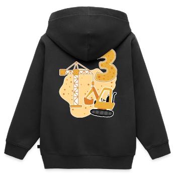 3e cadeau d'anniversaire - Sweat Premium à capuche zippé enfant bio - noir - Dos - AI Model Kid Male (0cm)