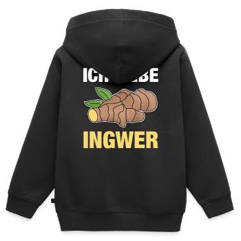 Ich liebe Ingwer Ginger Geschenk - Kinder Premium Organic Zip Hoodie - Schwarz - Hinten - AI Model Kid Male (0cm)