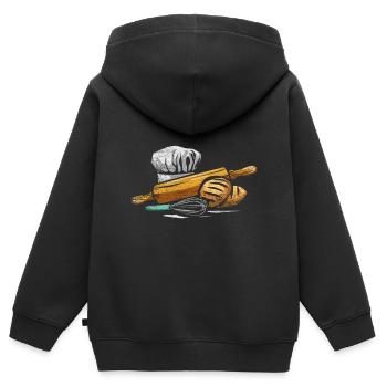 Bäcker Backen - Kinder Premium Organic Zip Hoodie - Schwarz - Hinten - AI Model Kid Male (0cm)