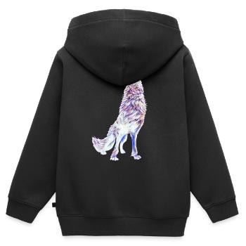 Wolf - Kinder Premium Organic Zip Hoodie - Schwarz - Hinten - AI Model Kid Male (0cm)