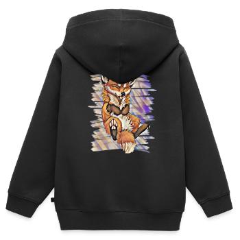 Fox - Kids Premium Organic Zip-up Hoodie - black - Back - AI Model Kid Male (0cm)