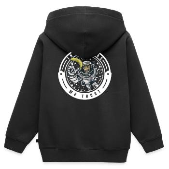 Affe Schimpanse Affen Menschenaffen Banane äffchen - Kinder Premium Organic Zip Hoodie - Schwarz - Hinten - AI Model Kid Male (0cm)