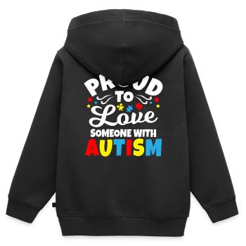 Autismus - Kinder Premium Organic Zip Hoodie - Schwarz - Hinten - AI Model Kid Male (0cm)