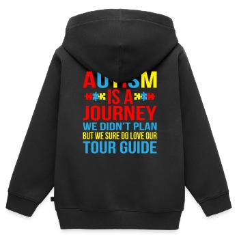 Autisme - Sweat Premium à capuche zippé enfant bio - noir - Dos - AI Model Kid Male (0cm)