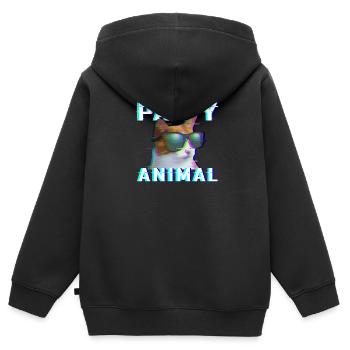 Party Tier EDM Rave Electro Dubstep Hardstyle - Kinder Premium Organic Zip Hoodie - Schwarz - Hinten - AI Model Kid Male (0cm)