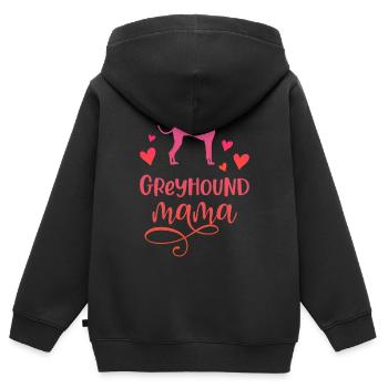 Greyhound Mama Dog Mum Greyhounds - Sweat Premium à capuche zippé enfant bio - noir - Dos - AI Model Kid Male (0cm)