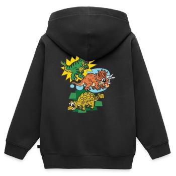 Lustige Dinosaurier Für Kinder Cartoon Comic - Kinder Premium Organic Zip Hoodie - Schwarz - Hinten - AI Model Kid Male (0cm)