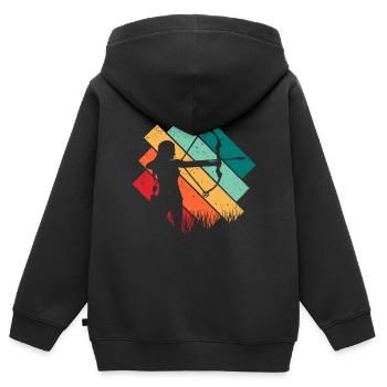 Bogenschießen - Kinder Premium Organic Zip Hoodie - Schwarz - Hinten - AI Model Kid Male (0cm)