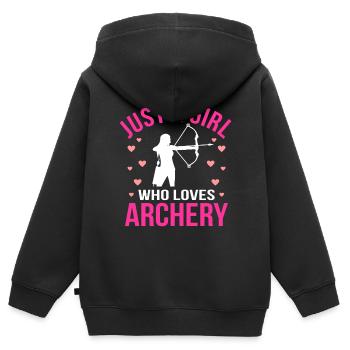 Bogenschießen - Kinder Premium Organic Zip Hoodie - Schwarz - Hinten - AI Model Kid Male (0cm)