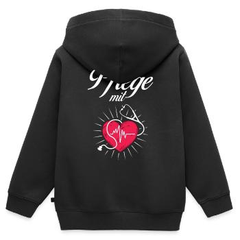 Pflege mit Herz Pflege mit Herz - Kinder Premium Organic Zip Hoodie - Schwarz - Hinten - AI Model Kid Male (0cm)