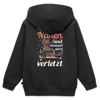 Lass mich einfach Nähen und niemand wird verletzt - Kinder Premium Organic Zip Hoodie - Schwarz - Hinten - AI Model Kid Male (0cm)