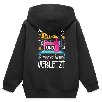 Lass mich einfach Nähen und niemand wird verletzt - Kinder Premium Organic Zip Hoodie - Schwarz - Hinten - AI Model Kid Male (0cm)