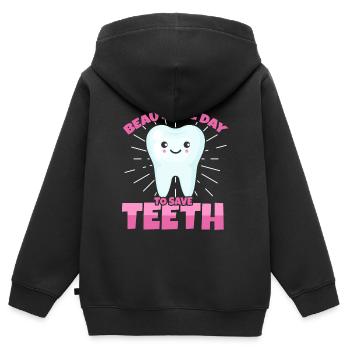 Zahnarzt und Zahnarzthelfer - Kinder Premium Organic Zip Hoodie - Schwarz - Hinten - AI Model Kid Male (0cm)