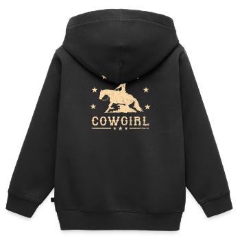 Westernreiten Reining Reiter Pferdeliebe Geschenk - Kinder Premium Organic Zip Hoodie - Schwarz - Hinten - AI Model Kid Male (0cm)