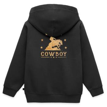 Westernreiten Reining Reiter Pferdeliebe Geschenk - Kinder Premium Organic Zip Hoodie - Schwarz - Hinten - AI Model Kid Male (0cm)