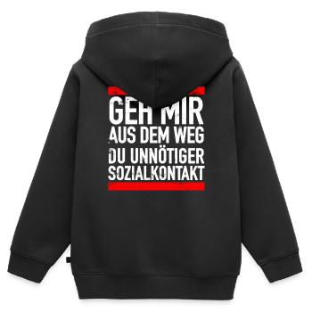 Geh Mir Aus Dem Weg Du Unnötiger Sozialkontakt - Kinder Premium Organic Zip Hoodie - Schwarz - Hinten - AI Model Kid Male (0cm)