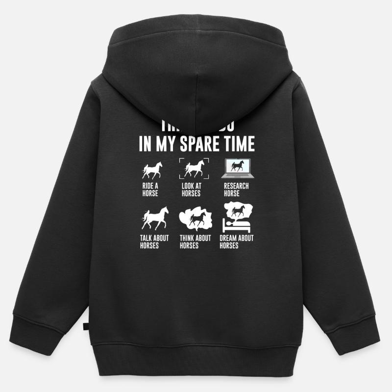 Things I Do in My Spare Time Equitation - Sweat Premium à capuche zippé enfant bio - noir