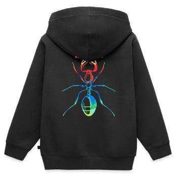 Ameise - Kinder Premium Organic Zip Hoodie - Schwarz - Hinten - AI Model Kid Male (0cm)
