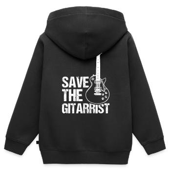 Guitariste guitariste guitariste et guitariste - Sweat Premium à capuche zippé enfant bio - noir - Dos - AI Model Kid Male (0cm)