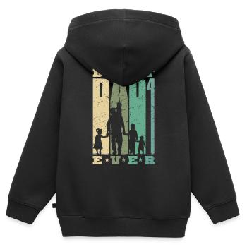 Dad hoch 4 Vater 4 Kinder vierfacher Papa Geschenk - Kinder Premium Organic Zip Hoodie - Schwarz - Hinten - AI Model Kid Male (0cm)