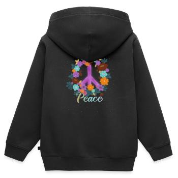 Peace Hippies Woodstock Retro - Kinder Premium Organic Zip Hoodie - Schwarz - Hinten - AI Model Kid Male (0cm)