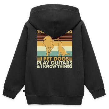 That’s What I Do I Pet Dogs Play Guitars Vintage - Sweat Premium à capuche zippé enfant bio - noir - Dos - AI Model Kid Male (0cm)