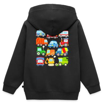 Conception de véhicule enfants voitures train camions - Sweat Premium à capuche zippé enfant bio - noir - Dos - AI Model Kid Male (0cm)