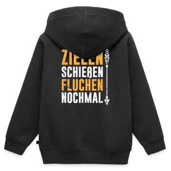 Bogenschützen Pfeil & Bogen Geschenk - Kinder Premium Organic Zip Hoodie - Schwarz - Hinten - AI Model Kid Male (0cm)