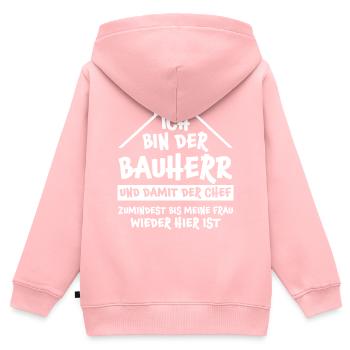 Bauherr Geschenk Lustiger Spruch Hausbau Zuhause - Kinder Premium Organic Zip Hoodie - Rosa - Hinten - AI Model Kid Female (0cm)