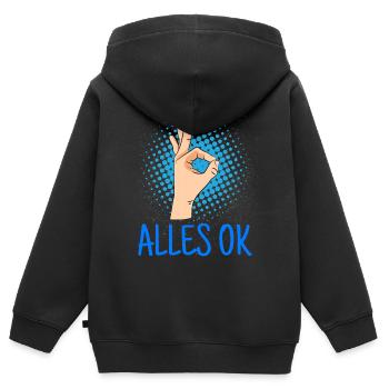 Alles ok? Alles ok! Handzeichen Tauchen - Kinder Premium Organic Zip Hoodie - Schwarz - Hinten - AI Model Kid Male (0cm)
