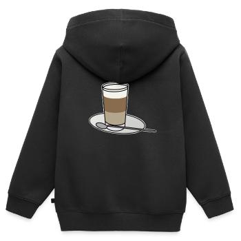 Latte Macchiato Glas Kaffee Geschenk - Kinder Premium Organic Zip Hoodie - Schwarz - Hinten - AI Model Kid Male (0cm)