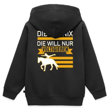 Voltigieren Voltigierer Spruch - Kinder Premium Organic Zip Hoodie - Schwarz - Hinten - AI Model Kid Male (0cm)