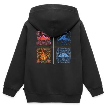 Four elements - Kids Premium Organic Zip-up Hoodie - black - Back - AI Model Kid Male (0cm)