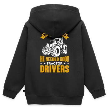 Agriculteur & agriculteurs tracteur tracteur cadeau d’amour - Sweat Premium à capuche zippé enfant bio - noir - Dos - AI Model Kid Male (0cm)