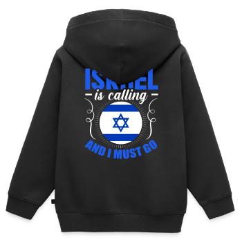 Israel - Kinder Premium Organic Zip Hoodie - Schwarz - Hinten - AI Model Kid Male (0cm)