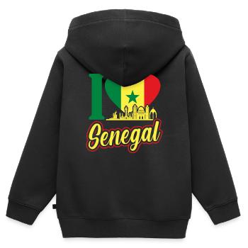 Sénégal - Sweat Premium à capuche zippé enfant bio - noir - Dos - AI Model Kid Male (0cm)