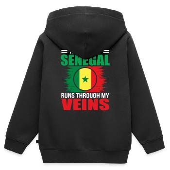 Sénégal - Sweat Premium à capuche zippé enfant bio - noir - Dos - AI Model Kid Male (0cm)
