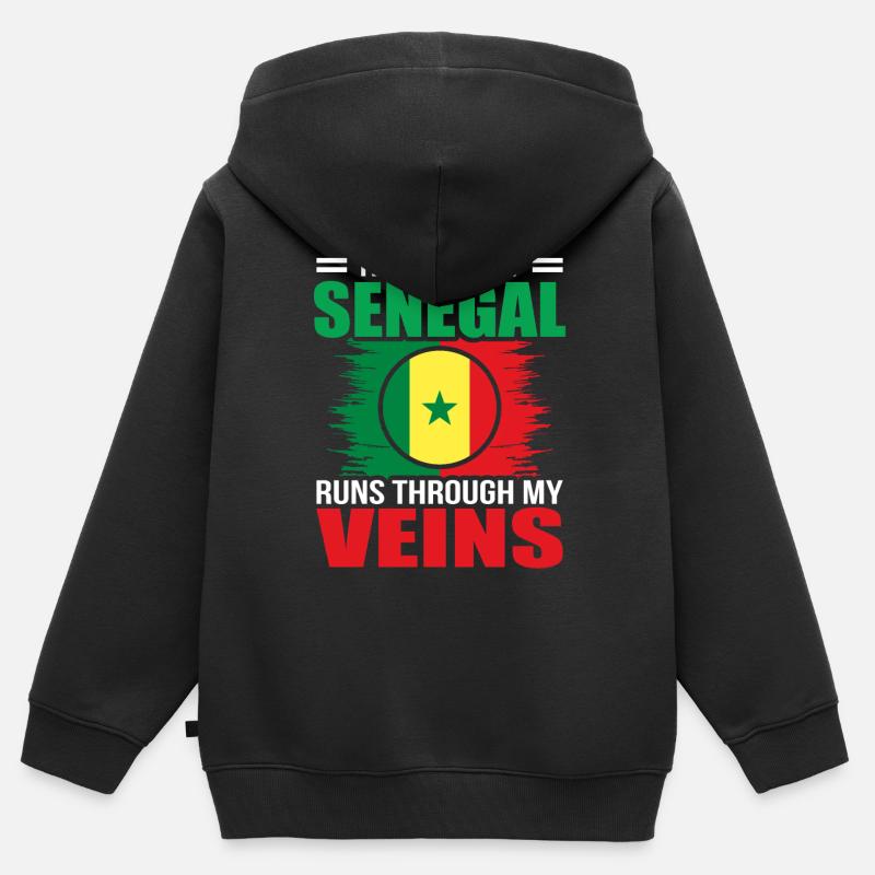 Sénégal - Sweat Premium à capuche zippé enfant bio - noir