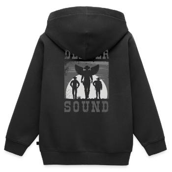 Country country, Dark Country Clubbers, Country life, - Sweat Premium à capuche zippé enfant bio - noir - Dos - AI Model Kid Male (0cm)