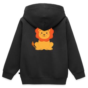 Lion Enfants Enfants Enfants En bas âge - Sweat Premium à capuche zippé enfant bio - noir - Dos - AI Model Kid Male (0cm)