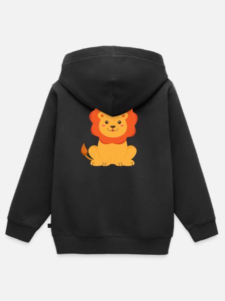 Lion Children Toddlers - Kids Premium Organic Zip-up Hoodie - black